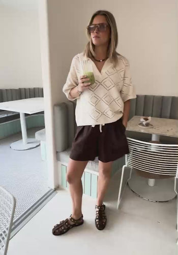 CERES LIFE DARCY RELAXED EVERYDAY SHORT - CHOCOLATE