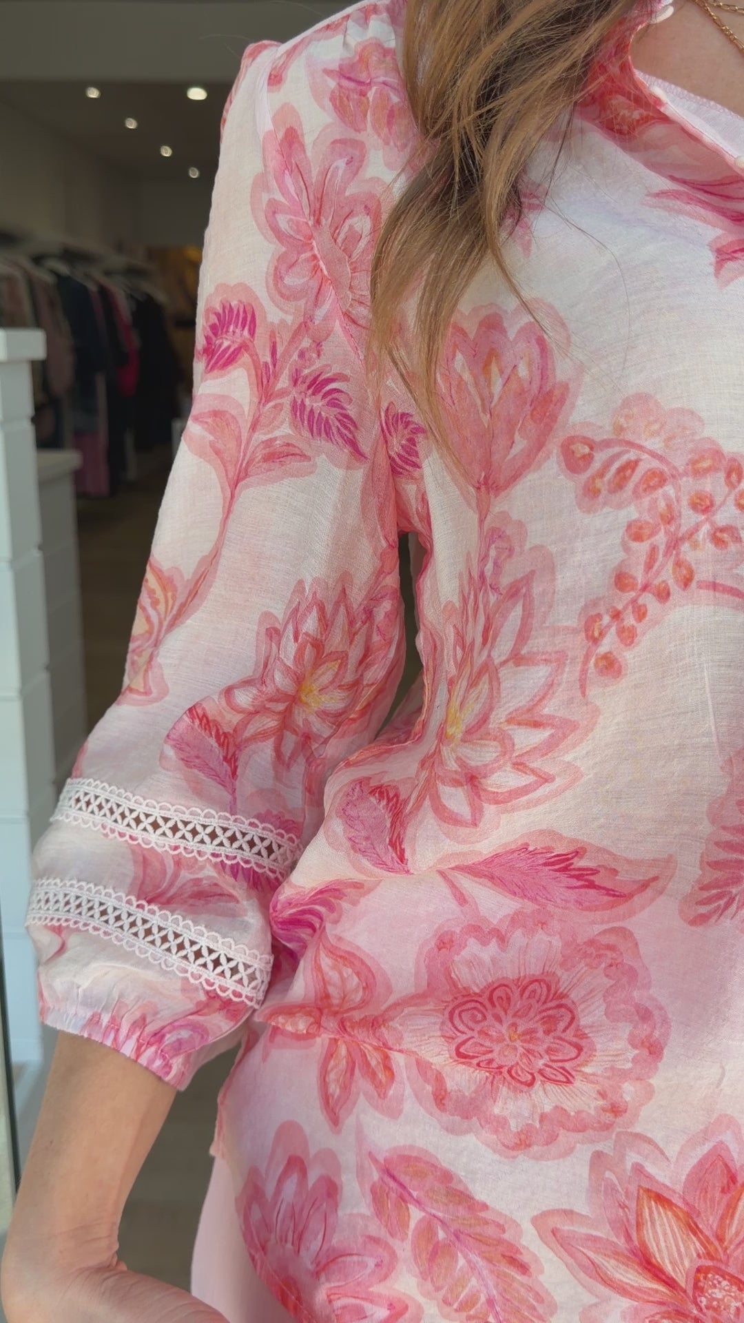 KARLA BLOUSE - PINK BLOSSOM PRINT