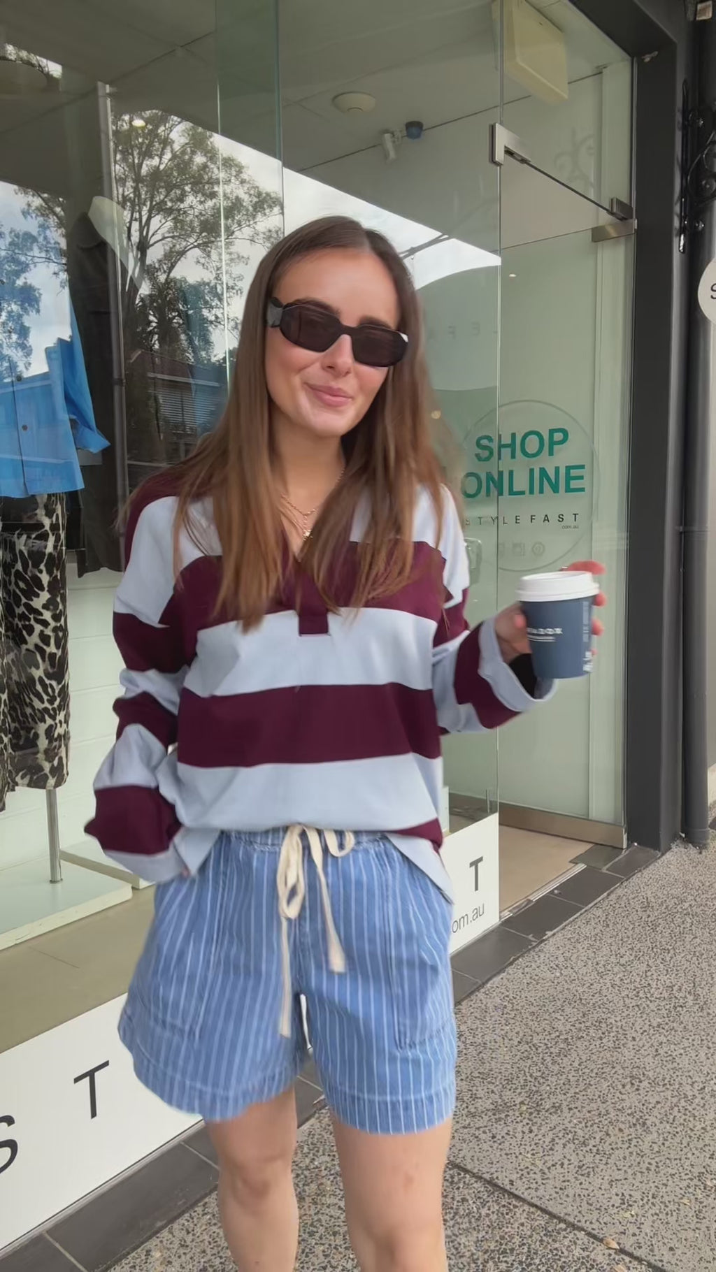 CERES LIFE DARCY RELAXED EVERYDAY SHORT - INDIGO STRIPE