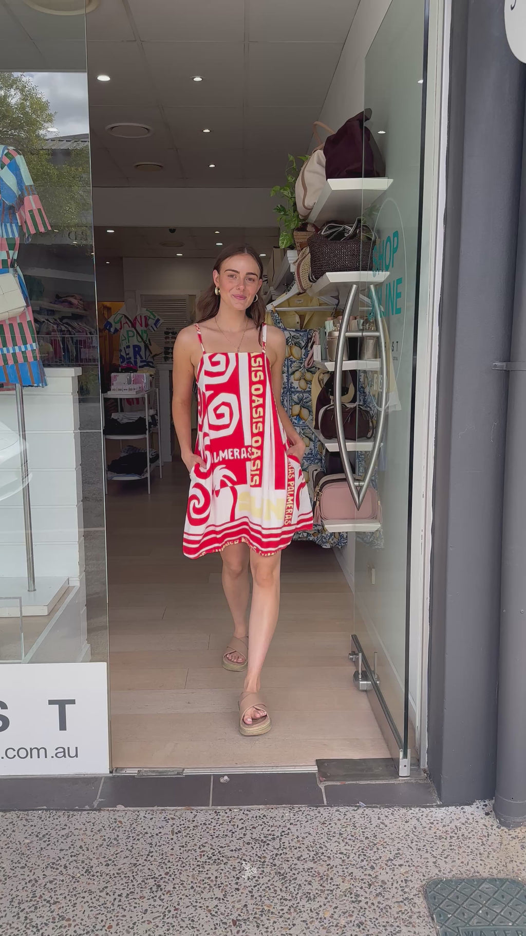 PALMERAS MINI DRESS - RED PRINT