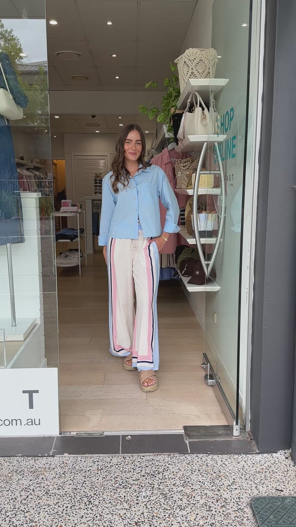 ELLA BUTTON UP SHIRT - BABY BLUE