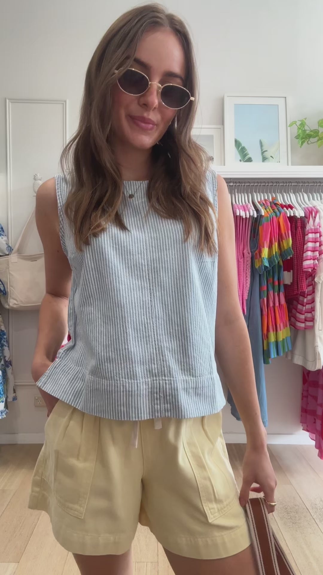 CERES LIFE MADDY SHELL TOP - INDIGO/WHITE STRIPE