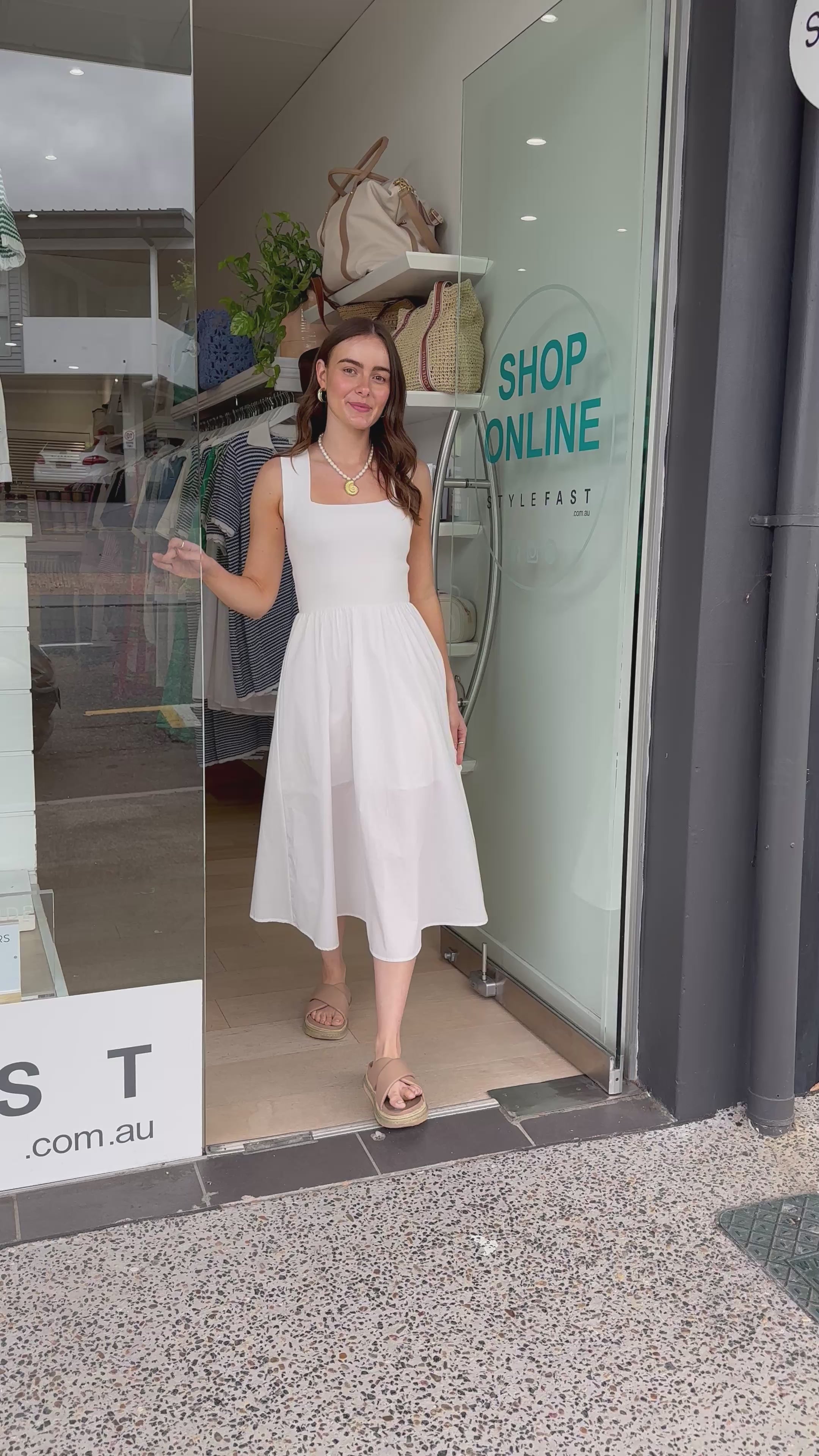 ARLA FITTED BODICE MIDI DRESS - WHITE