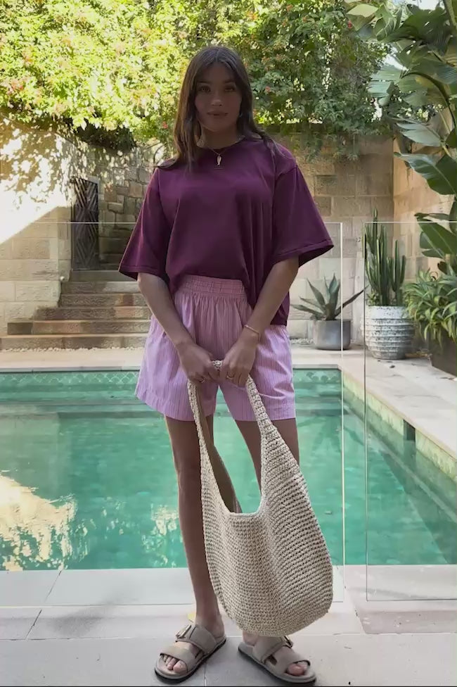 CERES LIFE COTTON MILA SHORT - HIBISCUS PINK STRIPE