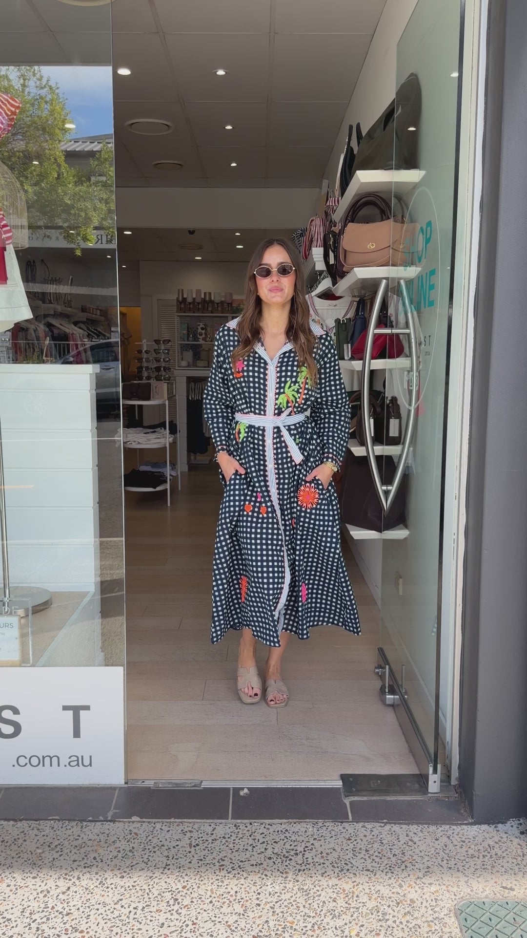 ZARA COTTON SHIRTDRESS - NAVY PRINT