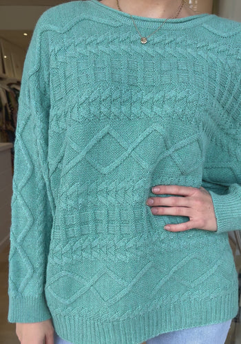 MIA CABLE KNIT JUMPER - TEAL