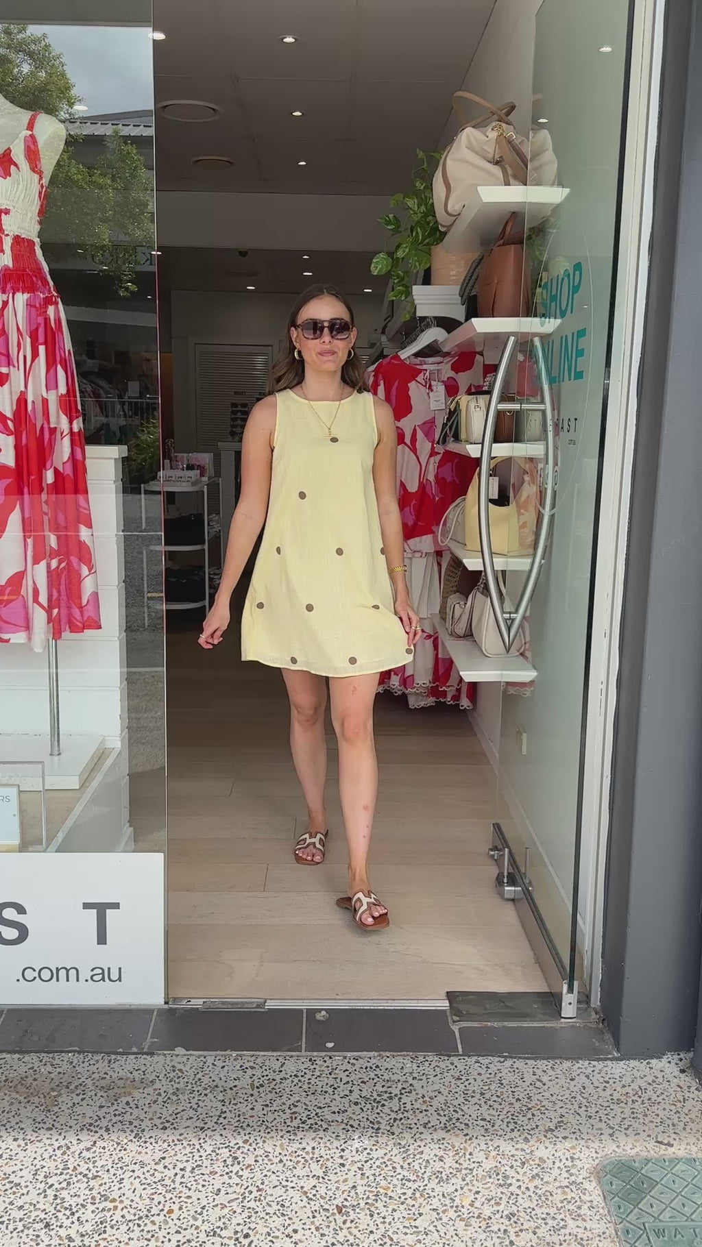 BY FRANKIE ZANA SHIFT DRESS - YELLOW/CHOC SPOT