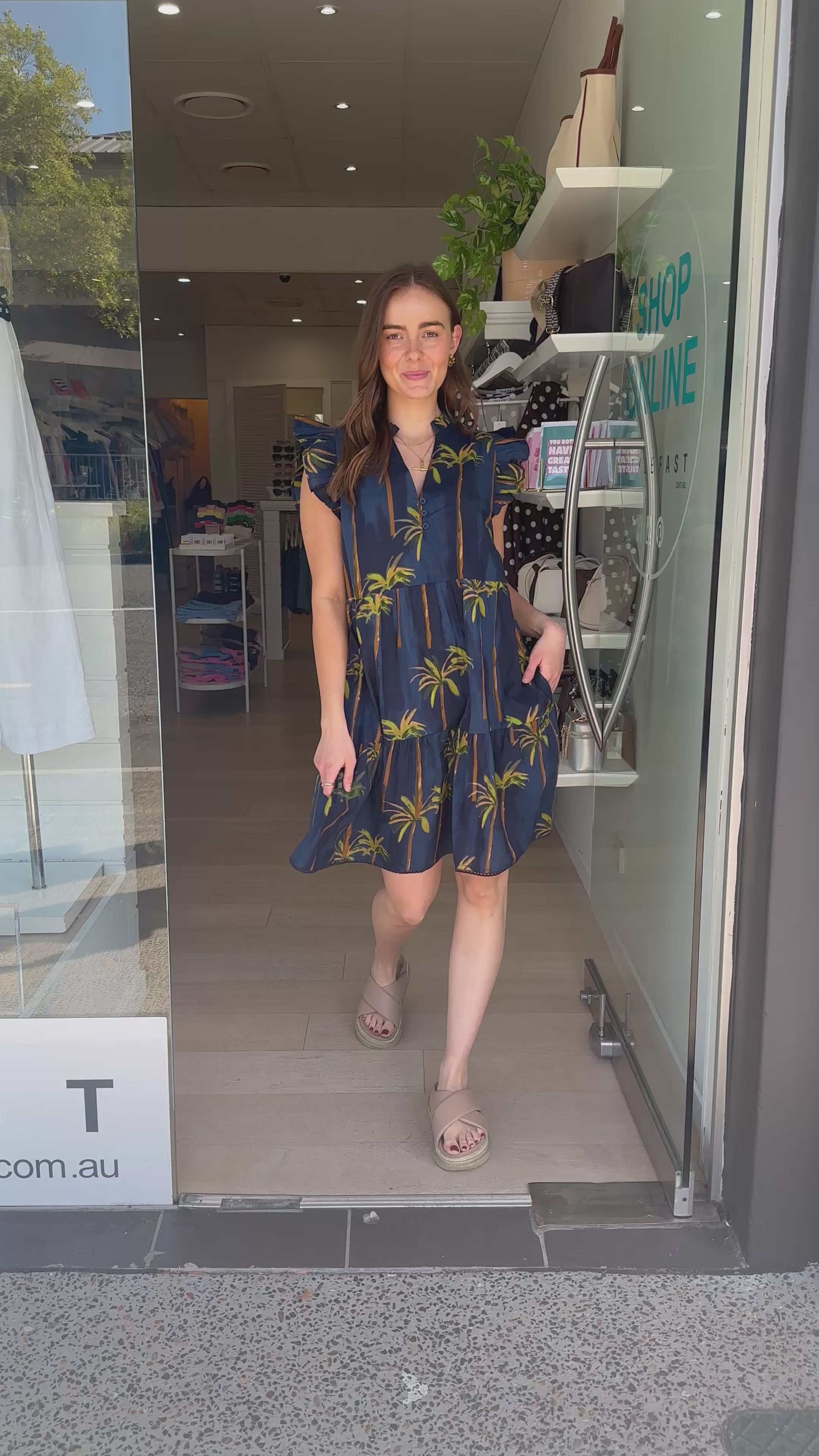 LULALIFE BADIRA RUFFLE DRESS - NAVY PALM
