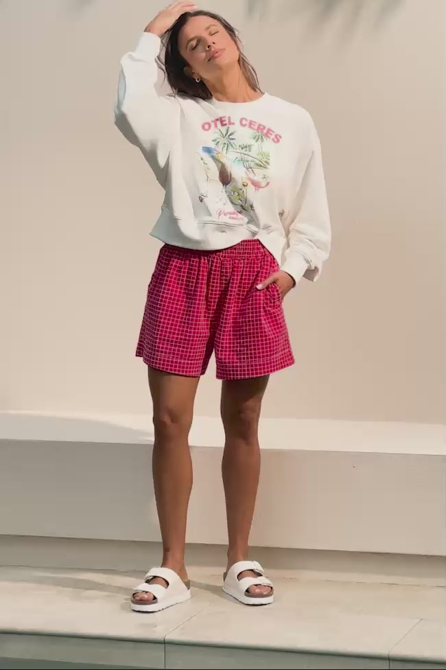 CERES LIFE MILA SHORTS - RED WHITE CHECK
