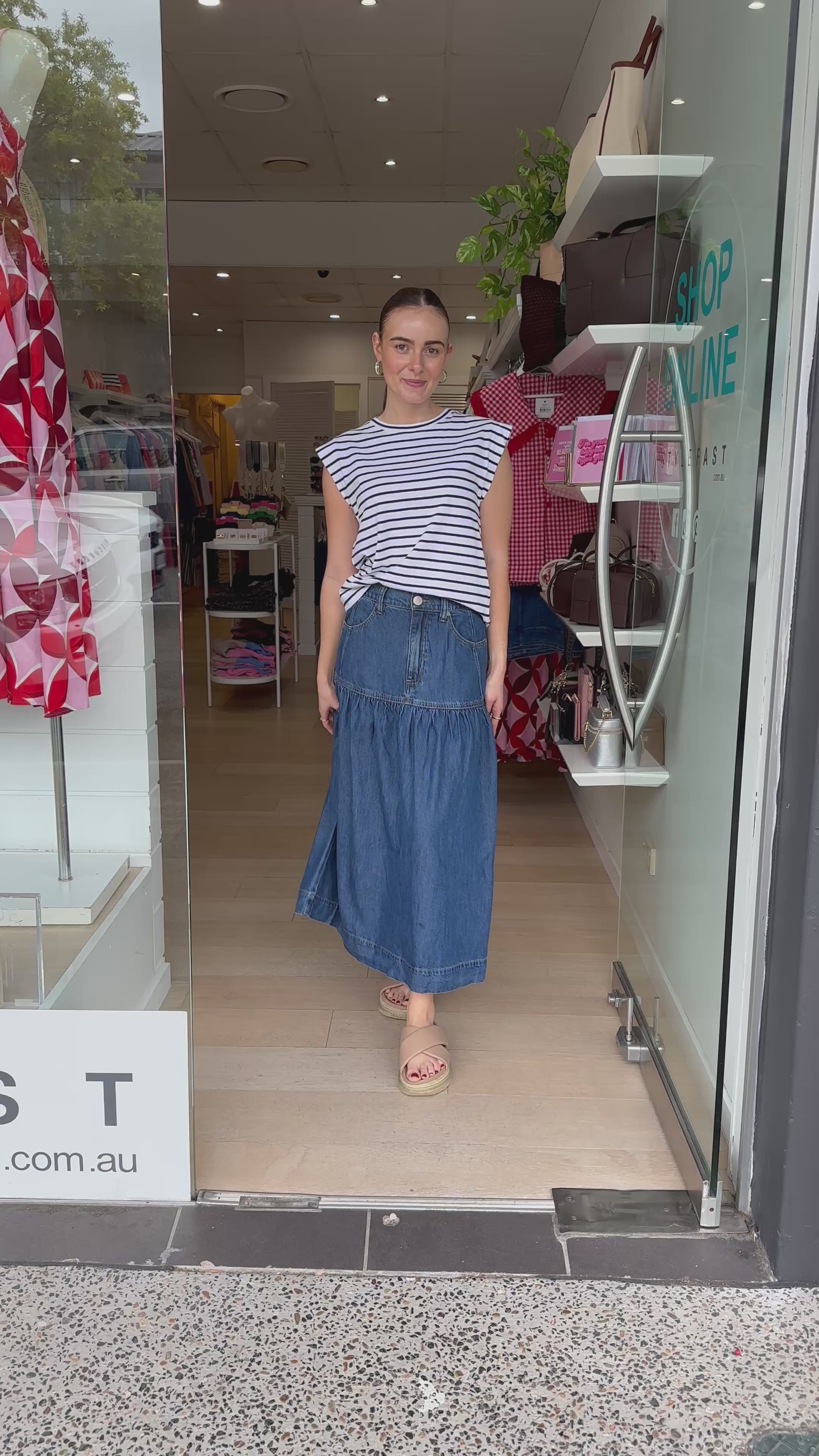 CERES LIFE DROP WAIST MIDI SKIRT - CASPIAN BLUE