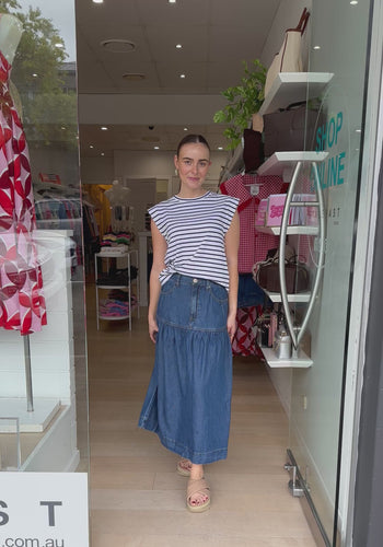 CERES LIFE DROP WAIST MIDI SKIRT - CAPSIAN BLUE