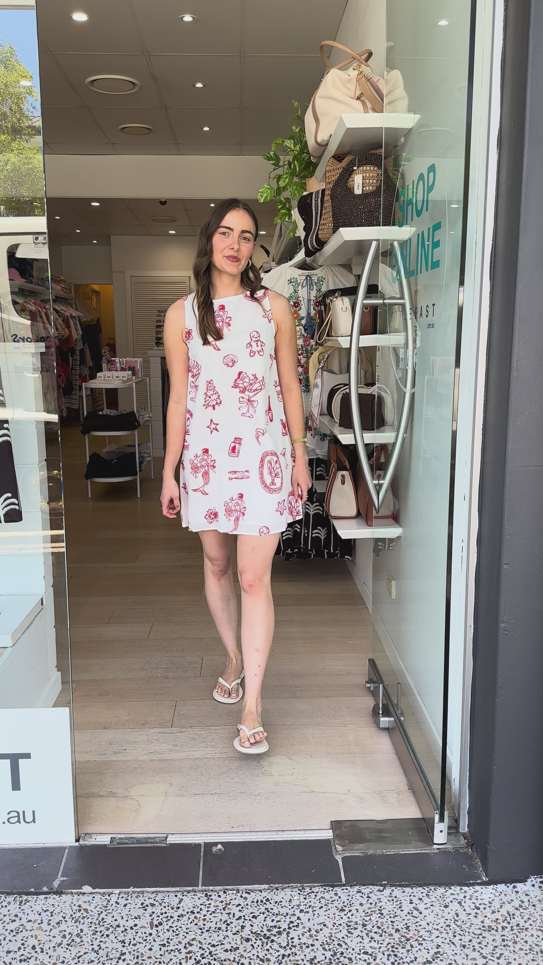 BY FRANKIE ZANA SHIFT DRESS - WHITE PRINT