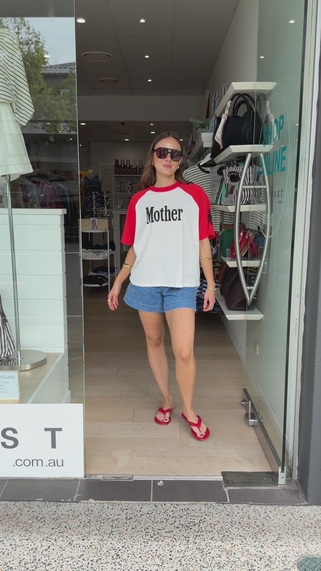 BY FRANKIE RAGLAN TEE - RED/WHITE