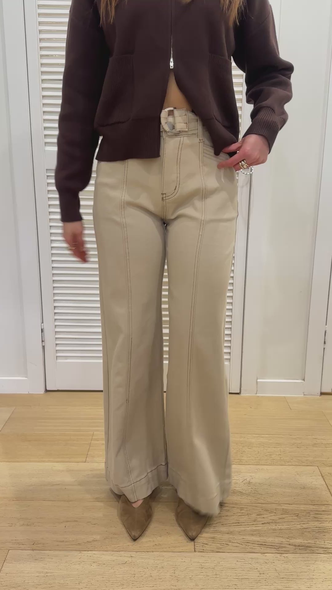 TYLER HIGH WAISTED WIDE LEG JEAN - OATMEAL