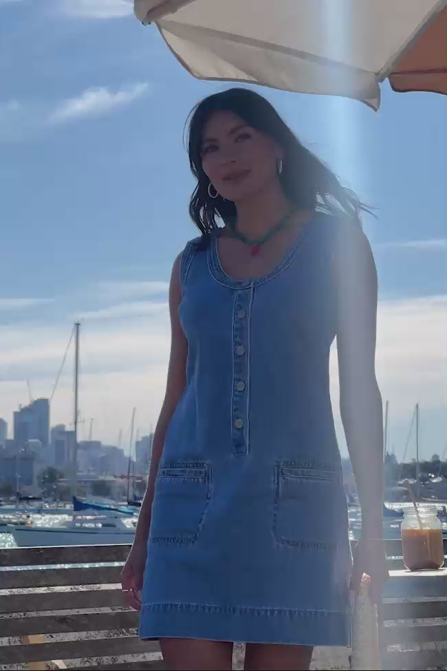 CERES LIFE SUNNY DENIM TANK DRESS - VINTAGE BLUE