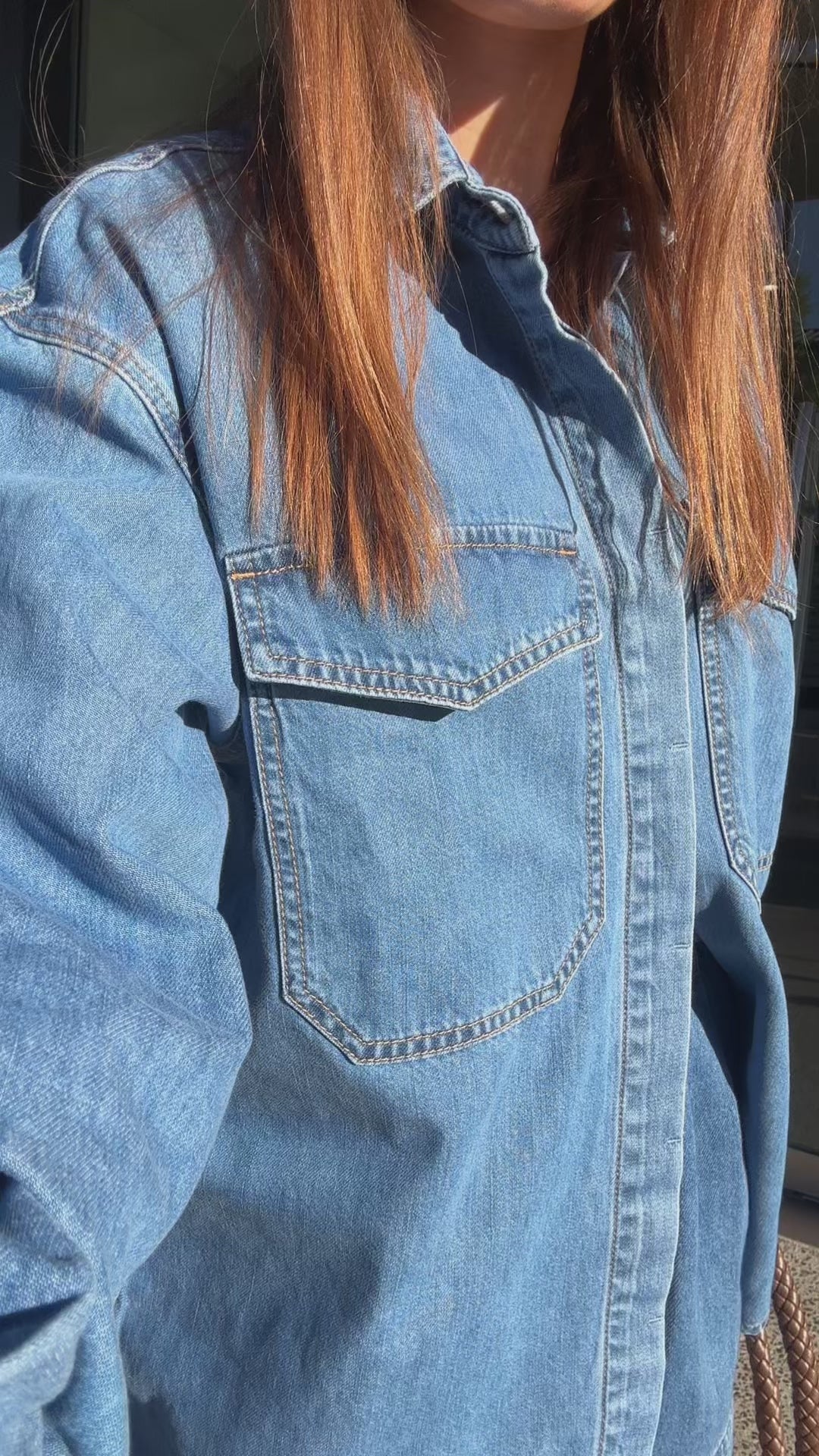 CERES LIFE ESSENTIAL DENIM SHIRT - MID WASH BLUE