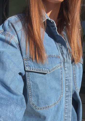 CERES LIFE ESSENTIAL DENIM SHIRT - MID WASH BLUE