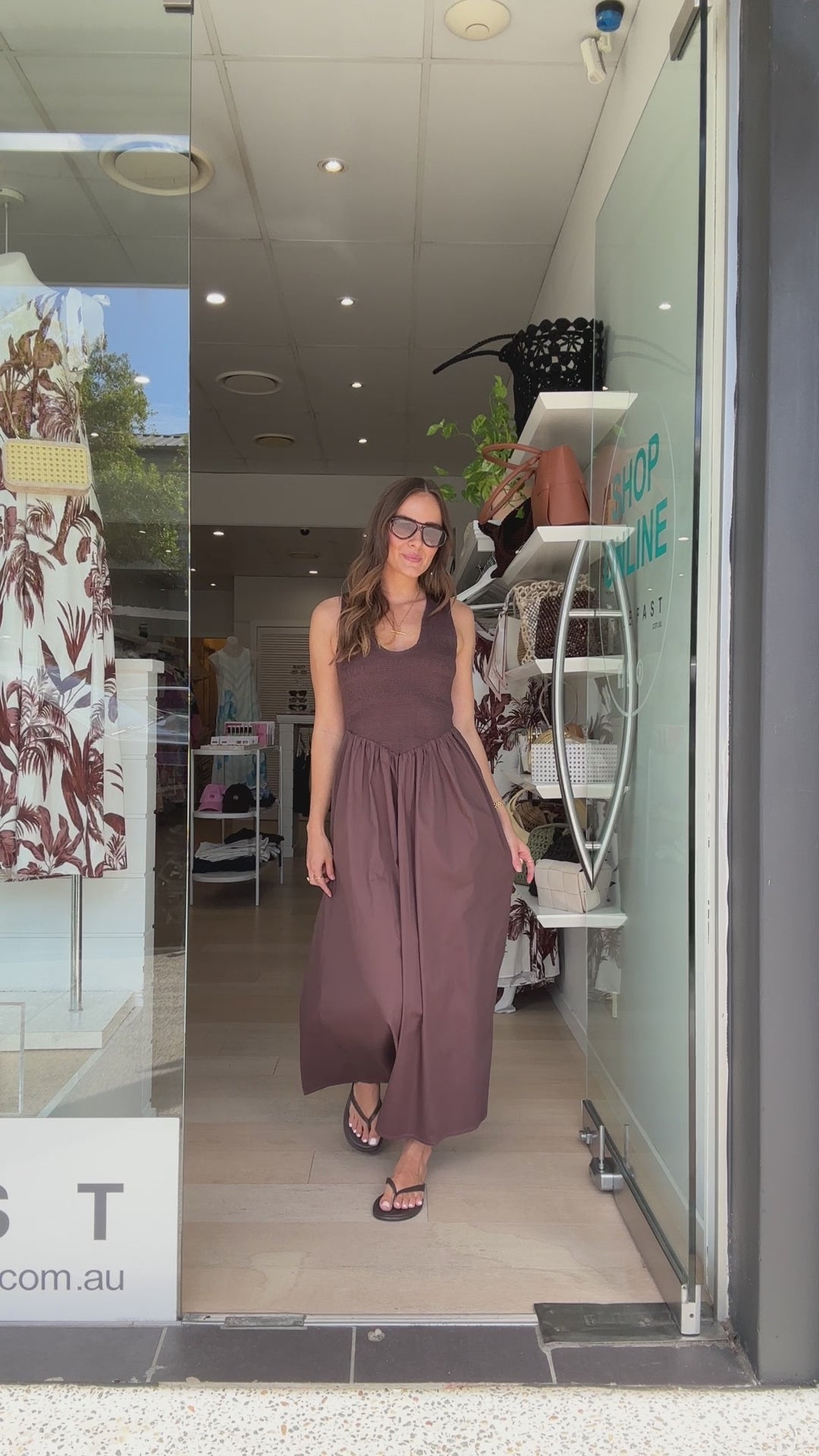 CAIA FITTED BODICE MAXI DRESS - CHOCOLATE