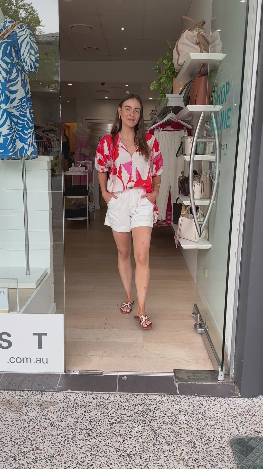 NESSA BLOUSE - RED/PINK PRINT