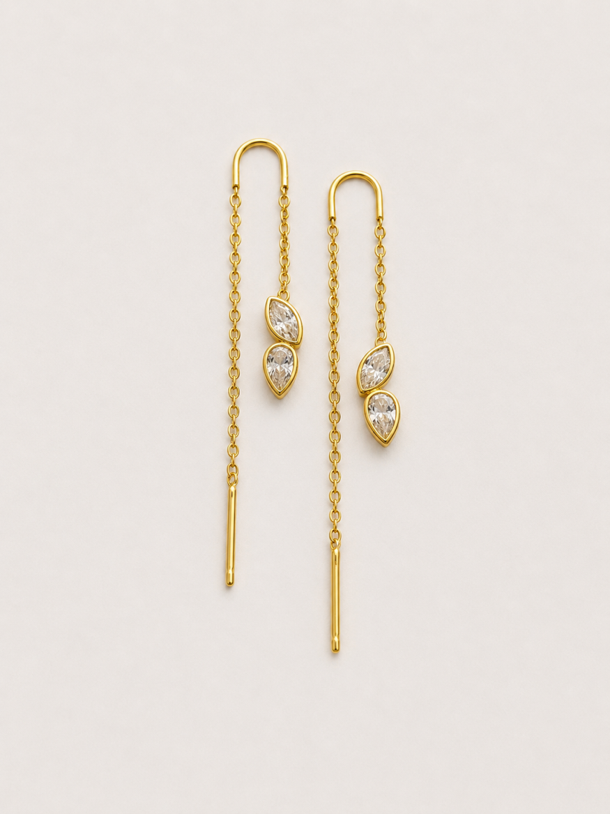 ZAFINO INGRID THREAD EARRING - GOLD